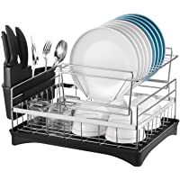 alvorog Escurridor de Platos de Acero Inoxidable de 2 Niveles- Escurreplatos con Bandeja de Goteo Extraíble- Desagüe…